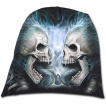 Bonnet gothique homme  cranes en face  face et flammes bleues