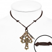 Collier cuir avec crucifix, os, rasoir, dague et couteau