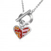 Collier femme acier  coeur multicolore et grosse attache