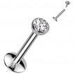 Piercing labret Titane zirconium clair  filetage interne (lvre, tragus, hlix...)