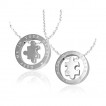 Paire de pendentifs acier  puzzle encercl