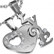 Paire de pendentifs acier coeur et mot 