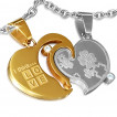 Paire de pendentifs acier puzzle de coeurs 