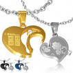 Paire de pendentifs acier puzzle de coeurs 