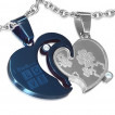 Paire de pendentifs acier puzzle de coeurs 