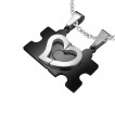 Paire de pendentifs acier puzzle et moitier de coeur