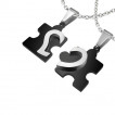 Paire de pendentifs acier puzzle et moitier de coeur