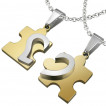 Paire de pendentifs acier puzzle et moitier de coeur