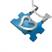 Paire de pendentifs acier puzzle et moitier de coeur