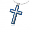 Paire de pendentifs croix argente et croix bleue sable