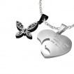 Paire de pendentifs papillon et coeur dclaration