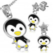 Parure pendentif et boucles d'oreilles  pinguin