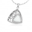 Pendentif acier et verre triple triangle serti  alvoles