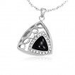 Pendentif acier et verre triple triangle serti  alvoles