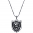 Pendentif homme bouclier lion en acier