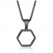 Pendentif homme hexagone noir en acier