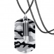 Pendentif plaque militaire acier camouflage avec balle creuse (+chaine)