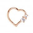 Piercing anneau en forme de coeur cuivr  strass