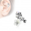 Piercing cartilage duo fleurs et papillon