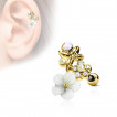 Piercing cartilage duo fleurs et papillon - Dor