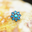 Piercing cartilage tragus hlix  fleur de turquoise style antique