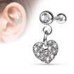 Piercing hlix / cartilage avec pendentif coeur pav de strass