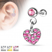 Piercing hlix / cartilage avec pendentif coeur pav de strass