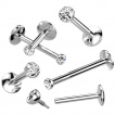 Piercing labret Titane zirconium clair  filetage interne (lvre, tragus, hlix...)