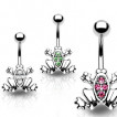 Piercing nombril grenouille serti de 4 pierres