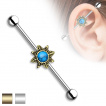 Piercing oreille industriel  soleil tribal et turquoise