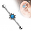 Piercing oreille industriel  soleil tribal et turquoise