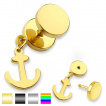 Piercing oreille style faux plug  pendentif ancre de bateau