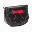 Sac  main noir rockabilly noeud et cerises 