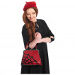 Sac  main trapze rouge avec motif en toile d'araigne