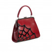 Sac  main trapze rouge avec motif en toile d'araigne