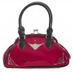 Sac  main verni rouge avec dtails noirs et dcorations toiles d'araigne