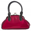 Sac  main verni rouge avec dtails noirs et dcorations toiles d'araigne