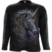 T-shirt homme manches longues  Licorne celtique noire et bouclier