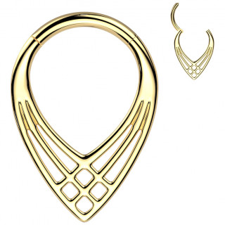 Anneau clicker Titane dor  chevrons croiss (oreille, septum...)