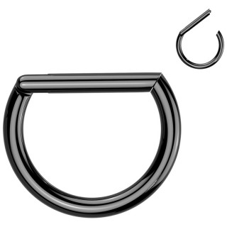 Anneau clicker Titane noir en forme de D (idal septum)