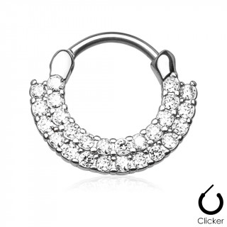 Anneau clips  double arc de strass clairs