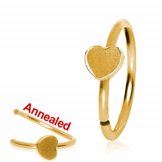 Anneau de nez ajustable dor en acier  coeur sabl