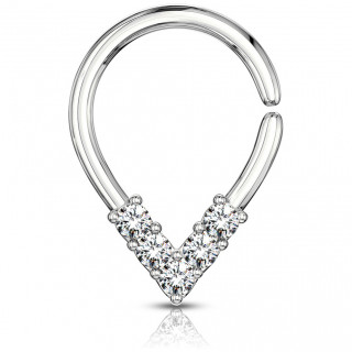 Anneau tordable  "V" strass (septum, cartilage...)