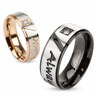 Bague de couple en acier avec gravure "Always Together"