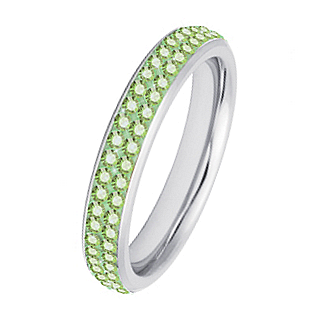 Bague femme acier couronne de pierres vertes