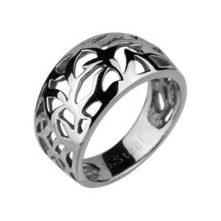 Bague femme acier style branchages