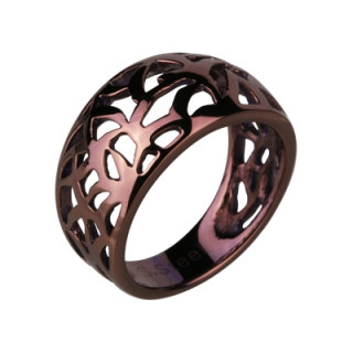 Bague femme acier style branchages cuivrs