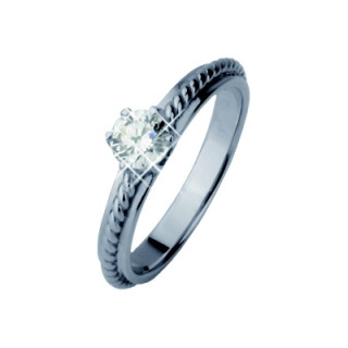 Bague femme acier tresse  pierre claire