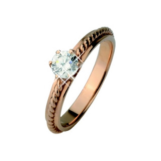 Bague femme acier tresse cuivre  pierre claire