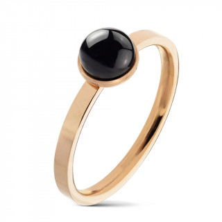 Bague femme Agate noire en acier cuivr